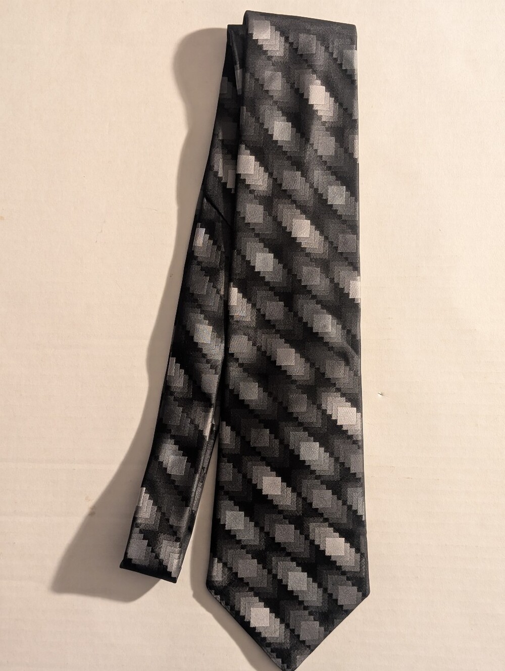 croft & barrow Black and Gray Diagonal Geometric Tie
